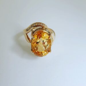 Oval Citrine and Diamond ring