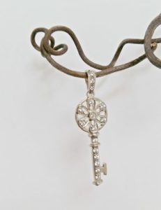 Sparkly and Simple Sterling Silver Key Pendant