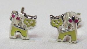 Sterling Silver Childrens Cat Earrings