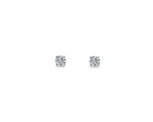 Sterling silver Round white cubic zirconia Claw Set Studs