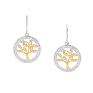 Sterling silver white cubic zirconia ‘Tree of Life’ Earrings w/ cubic zircon…