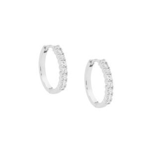 Sterling silver white cubic zirconia 15mm Hoop Earrings