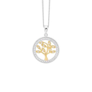 Sterling silver white cubic zirconia Sml ‘Tree of Life’ Pendant w/ cubic zir…