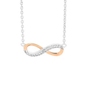 Ellani Sterling Silver Infinity Necklace Rose gold plating