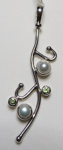 Pearl and Peridot Pendant 65mm sterling silver