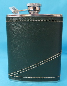 Hip Flask 6oz leather bound stainless steel