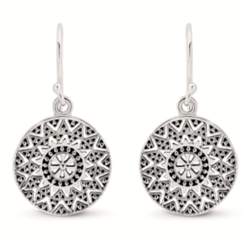 Mosaic Disc Sterling Silver Hook earrings