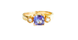 Tanzantie & Daimond Ring 9ct Rose gold