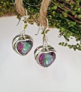 Mystic Topaz Heart Drop Hook Earrings