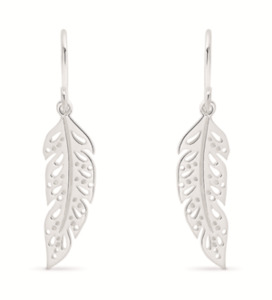 Sterling Silver Feather Hook Earrings