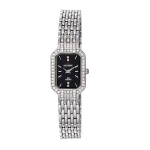 Olympic Ladies Silver Stone Set Elegant Watch 71546