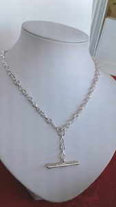 Infinity twist Necklace with T-Bar Fob