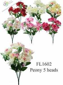 Artificial Flower Peony 5 heads Assorted