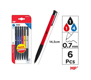 Ballpoint Ball Pen 0.7mm 6Pcs Mix 3 Colour