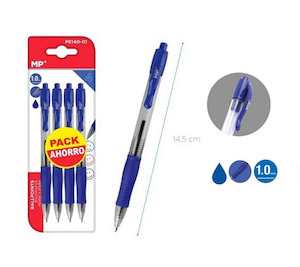 Ballpoint Ball Pen 1.0mm 4cs Blue