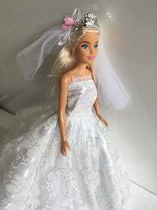 11 inch White Lace Wedding Dress set for Barbie sized dolls