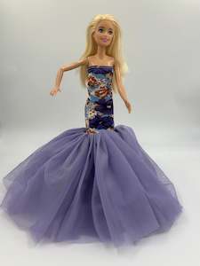 11 inch dress: Purple Floral Boob Tube and Layered Barbie Dress