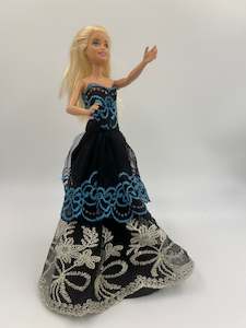 11 inch dress: Black Strapless Design Barbie Gown