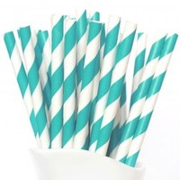 Products: Aqua stripe paper straws 50pk