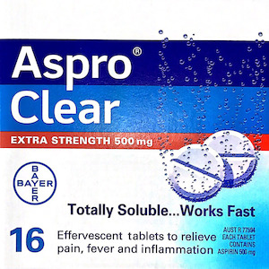 Aspro Clear Effervescent tablets 16 EXTRA STRENGTH 500 mg