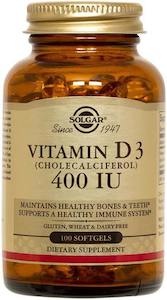 Solgar Vitamin D3 (Cholecalciferol) 400 IU Softgels 100 capsules