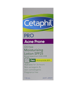 Pharmacy: Cetaphil Pro Acne Prone Oil-free Facial Moisturising Lotion SPF25 118ml