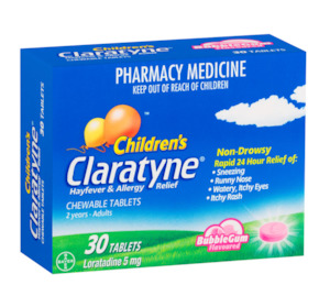 claratyne childrens chewable bubblegum 30