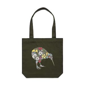 Colourful Kiwi Flora artwork tote bag