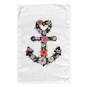 Floral Anchor tea towel