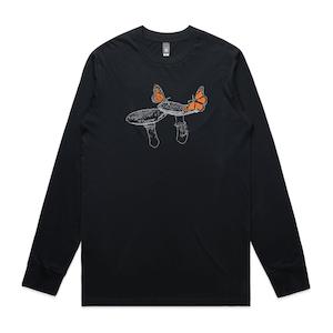 Mens Long Sleeve T Shirts: Mushrooms and Monarchs long sleeve tee