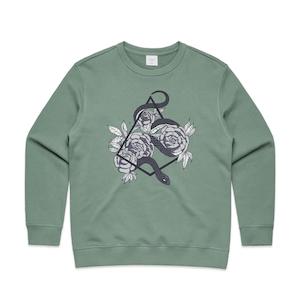 Womens Sweatshirts: Snake In The Peonies crew