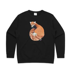 Womens Sweatshirts: Red Panda Tea Party crew