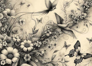 Botanical in Black and White Decoupage Paper