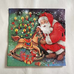 Napkin - Santa Taking Out Presents