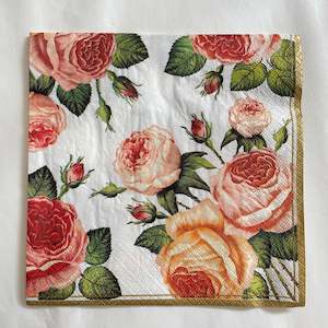 Napkin - Tea Roses White