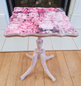 Paint: Pink Roses Pedestal Table