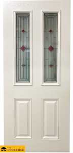 CLEARANCE SALES: Fibreglass 4 Panel Red Leadlight Glass