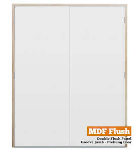 MDF Flush Panel Pine - Double - Groove Jamb - 90mm Stud