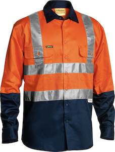 BS6267T Bisley 2 Tone Hi Vis Drill Shirt 3M Reflective Tape - Long Sleeve