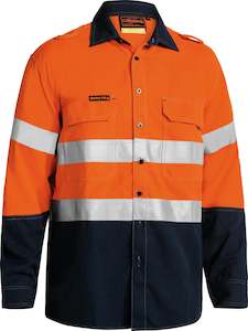 Clothing wholesaling: BS8098T Bisley Tencate Tecasafe Plus 580 Taped Two Tone Hi Vis Lightweight FR Vented Shirt - Long Sleeve