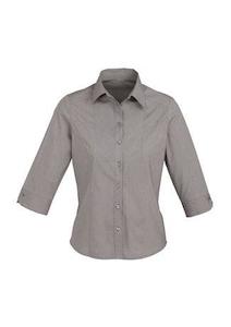 S122LT BizCollection Chevron Ladies ¾ Sleeve Shirt