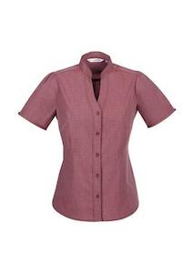 S262LS BizCollection Chevron Ladies Stand Collar Shirt