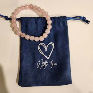 Nursery stock - wholesale: Rose Quartz bracelet in a 'with love' bag