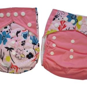 Nursery stock - wholesale: Pink Floral Cloth Nappies (Twin pack)