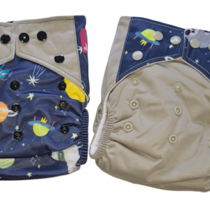 Grey Night Cloth Nappies (Twin pack)