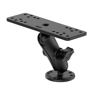 RAM Double Socket Arm and 6.25" x 2" Rectangle Base and Round Base With 1" Ball