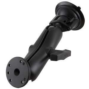 RAM Twist-Lock Suction Cup with Double Socket Arm and Round Base with C Size 1.5" Ball