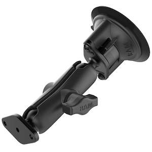 RAM Double Socket Arm and Twist-Lock Suction Cup and Diamond Base with 1" Ball