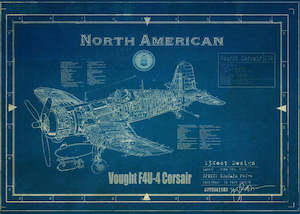 Vintage Blueprint Poster - F4U-4 Corsair