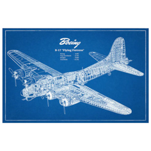 Vintage Blueprint Poster - Boeing B-17 Flying Fortress